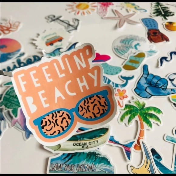 50 Piece Beach Ocean Glossy Sticker Pack - Picture 6 of 8